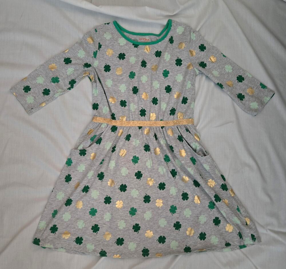 Cat & Jack Girls St. Patrick's Day Shamrock Metallic Dress Size XL 14/16